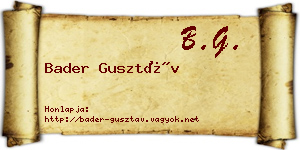 Bader Gusztáv névjegykártya